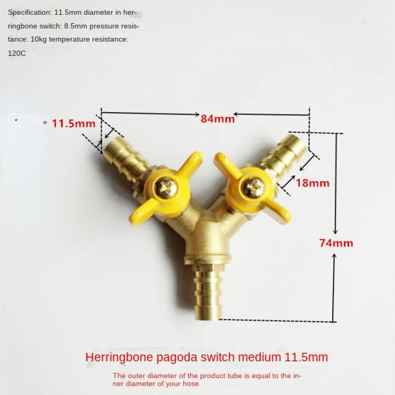 1pcs 8mm 10mm 호스 바브 Y 타입 3 방향 황동 차단 볼 밸브 파이프 피팅 커넥터 어댑터, 연료 가스 물 오일 공기