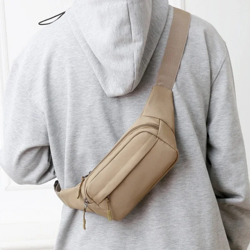 Men's and Women's Universal Models Waist Bag Fashion Crossbody Bags Sports Cell Phone Bags Solid Color Large Capacity Chest Bag