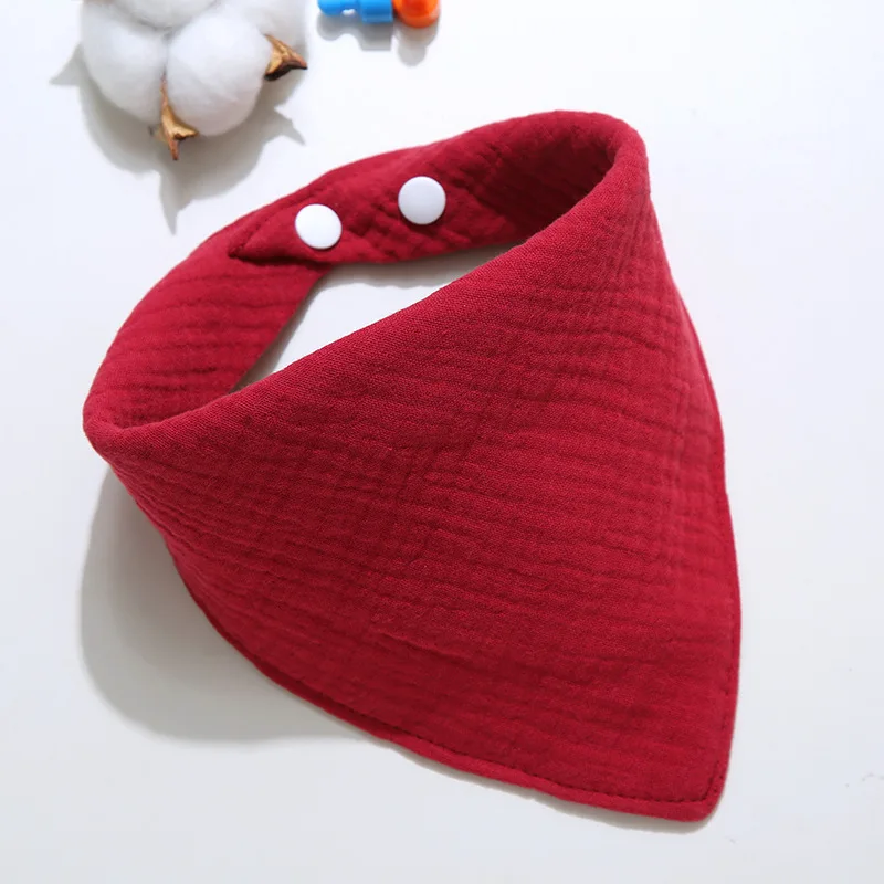Soft Cotton Triangle Scarf Solid Color Snap Button Bib Baby Feeding Drool Saliva Towel Bandana Burp Cloth Baby Stuff