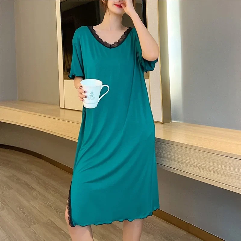 Women Nightdresses Extra Large Size 150kg Summer Sleepwear Plus Size Short Sleeved Loose Nightgown Home Leisure Can Wear Outside