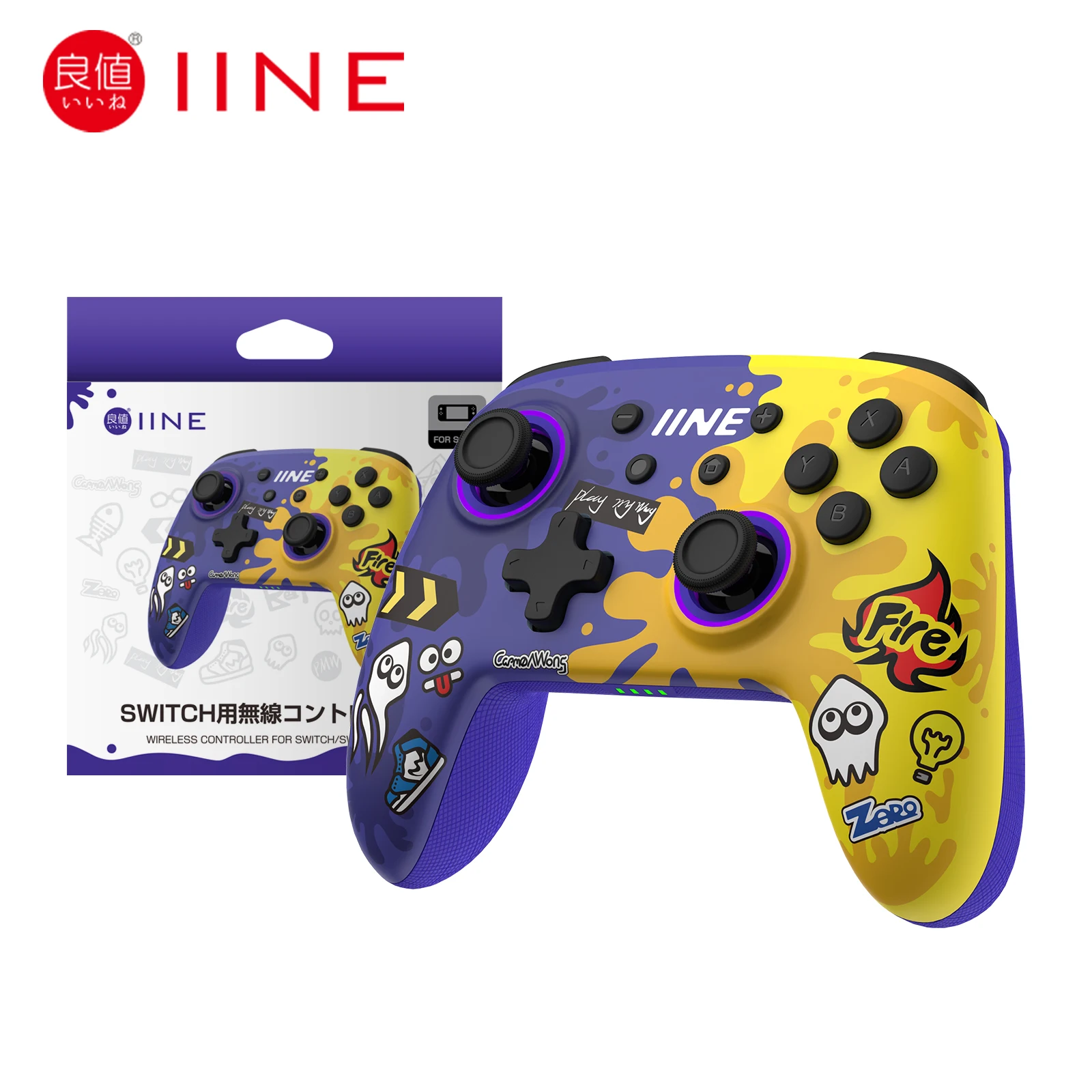 2022, эксклюзивный беспроводной контроллер IINE Splatoon, разблокировка, Поддержка NFC Amiibo, совместим с переключателем/переключателем lite/переключателем, OLED геймпад