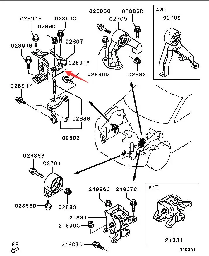 OUTLANDER2 LANCER CY0A ASX 4B1ENGINE BRACKET,ENG FR MOUNTING engine mount glue RH 1091A270 (MN184372)