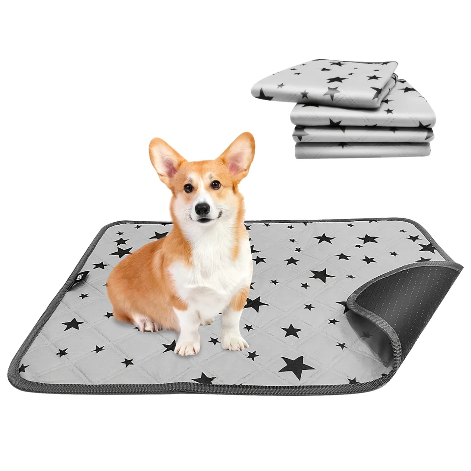 4 Pack Reusable Pet Pee Pads with Non Slip Base