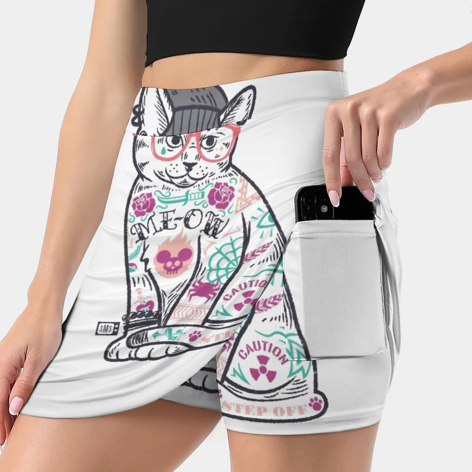 

Cats Put The " Me " In Meow Women's skirt Sport Skort Skirt With Pocket Fashion Korean Style Skirt 4Xl Skirts Kitty Cat Feline