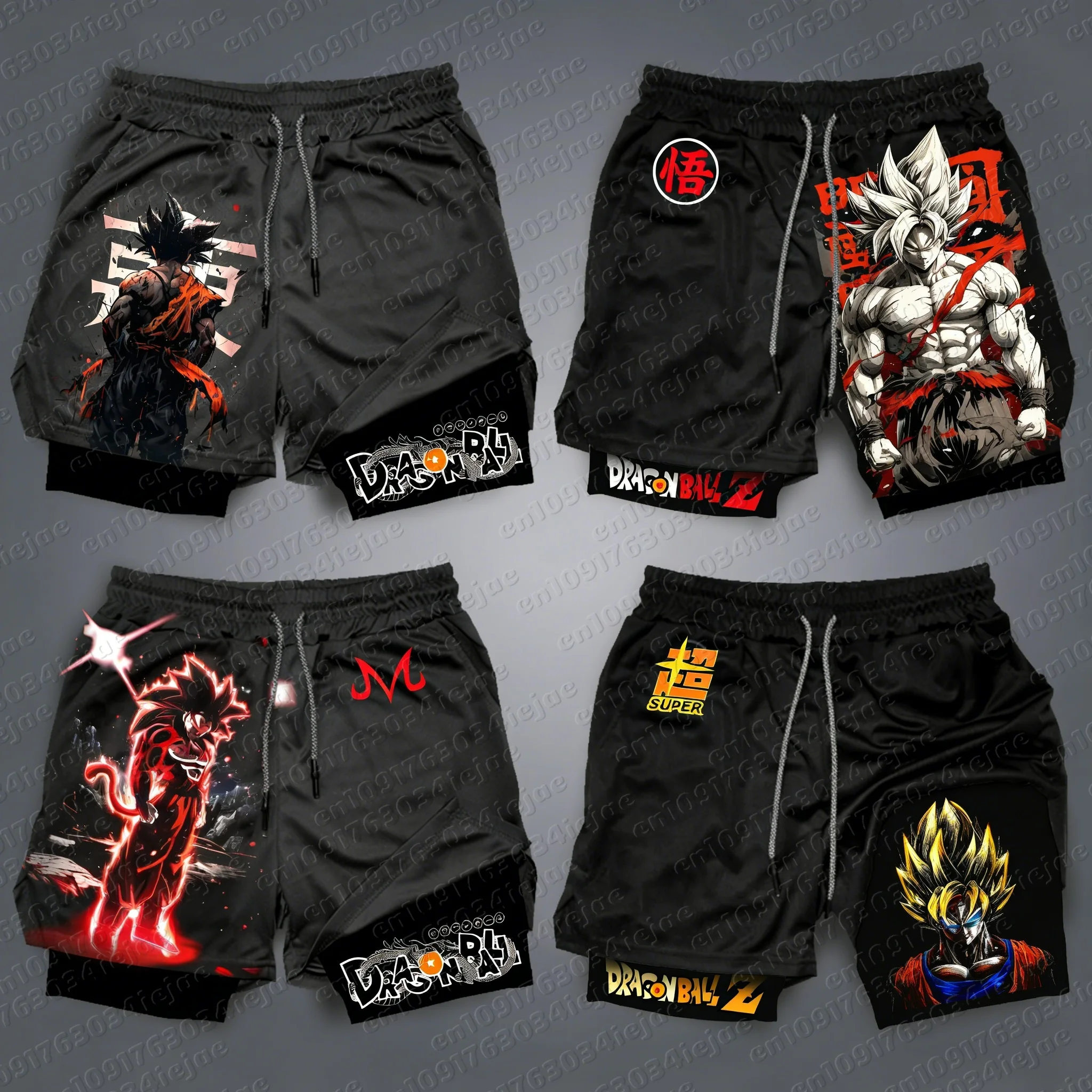 2026 Neue Dragon Ball Anime Goku Bedruckte Doppellagige Shorts, Sommer Herren Sport Lose Bequeme Atmungsaktive Hosen – Detail 7
