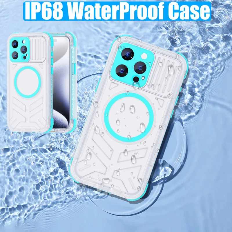Custodia RedPepper IP68 Impermeabile Per IPhone 15 Pro Max/Plus – Magnetica, Antigraffio, Con Protezione Per Schermo