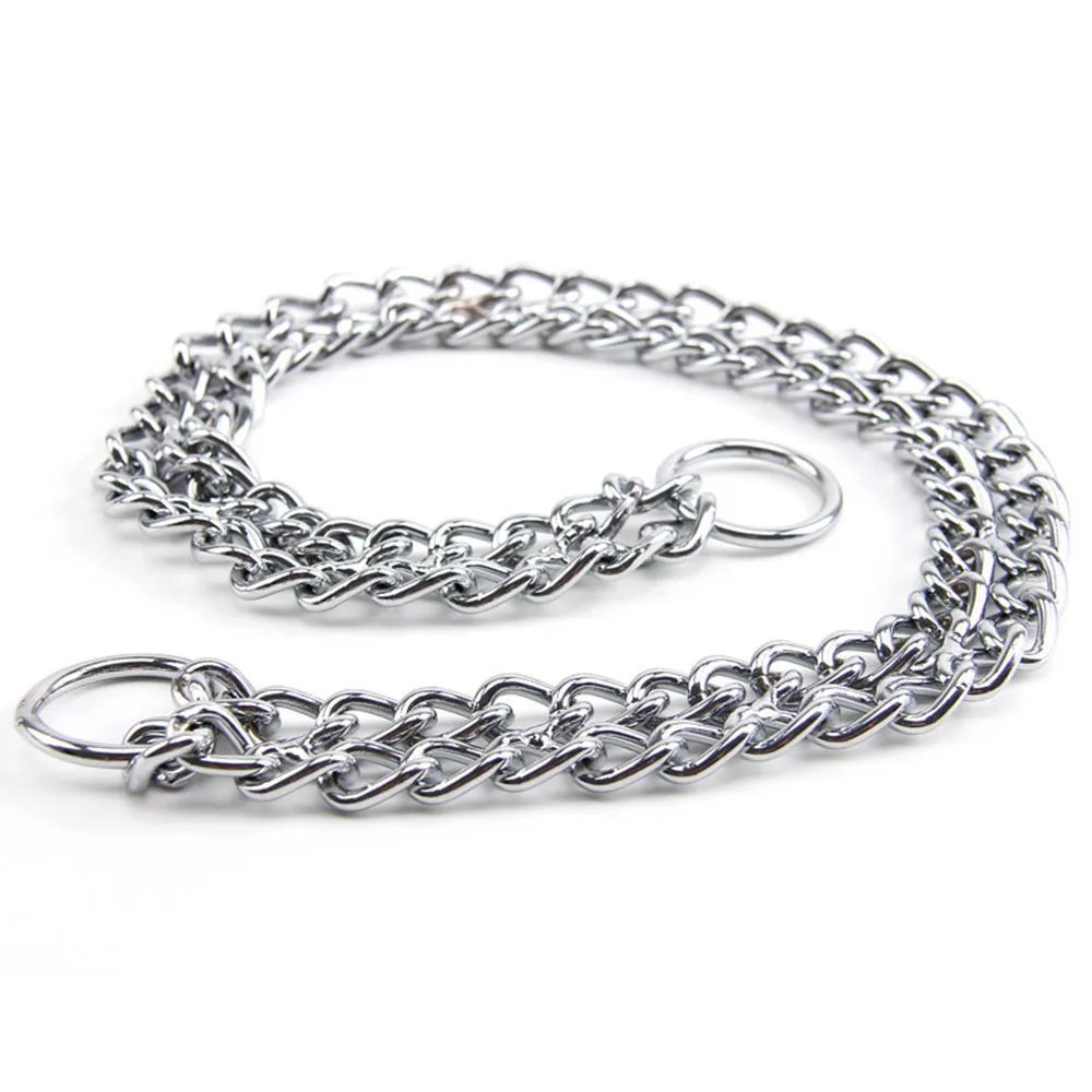 Chain Dog Training Choke Collar Adjustable Double Row Stainless Steel Chain Slip Collar Strong & Durable Dog Slip P