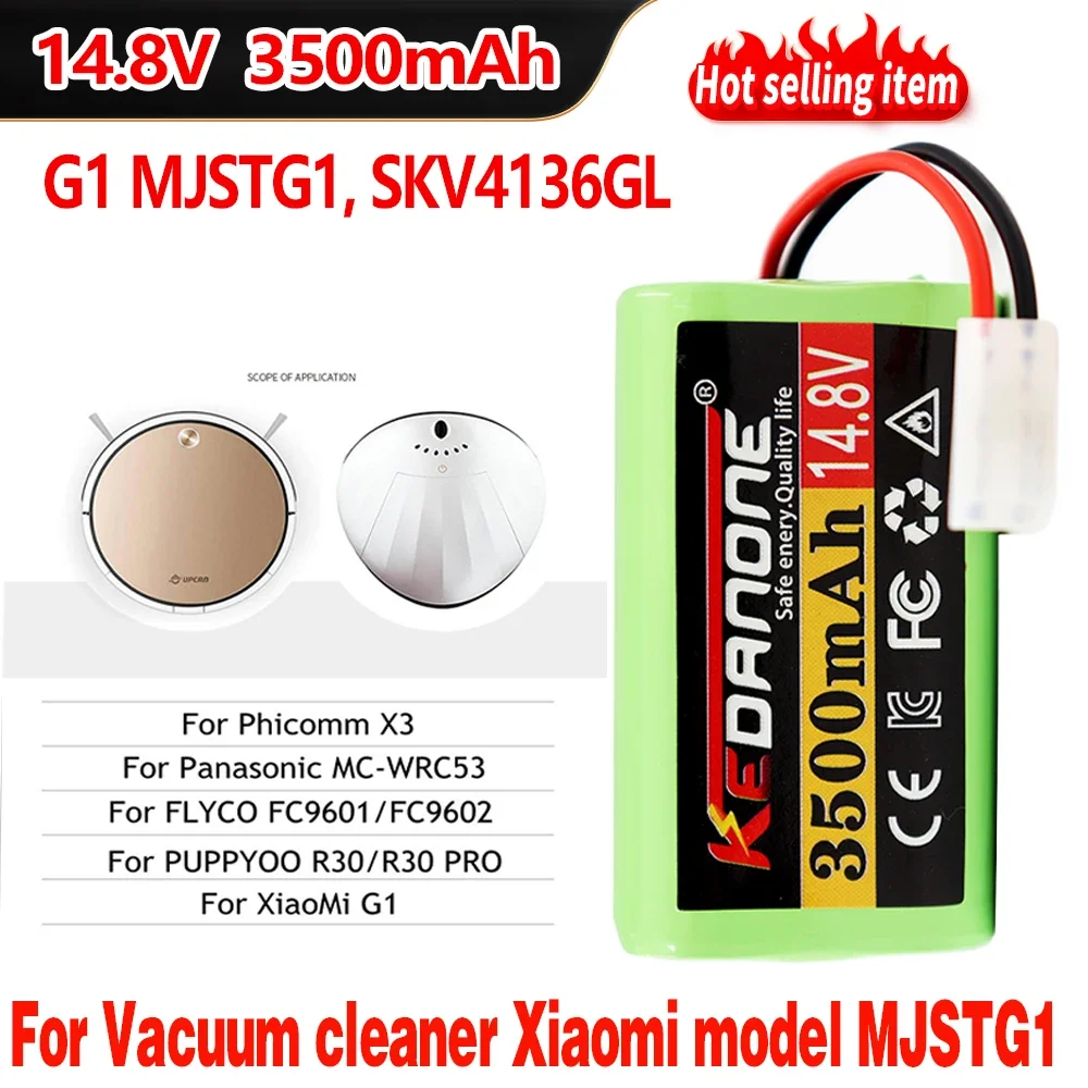 

14.8V 3500mAh lithium-ion battery, 18650 battery pack for Xiaomi G1 Mi Essential MJSTG1 SKV4136GL robot vacuum cleaner