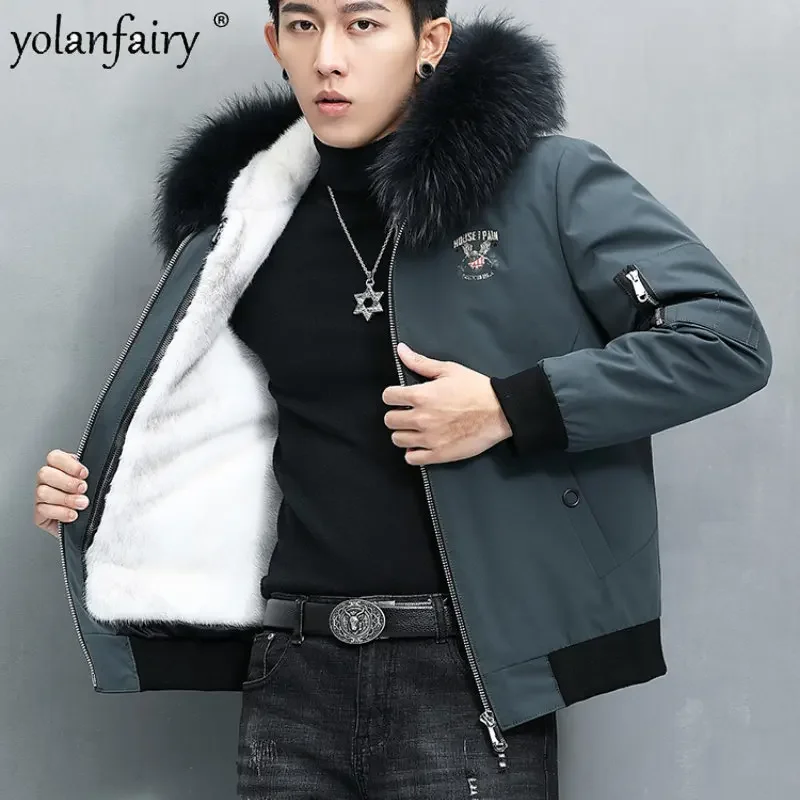 

2022 Thick Warm Winter Jacket Men's Parka Mink Fur Linner Big Fur Collar Men's Winter Real Fur Coat Men’s Clothing Chaqueta FCY