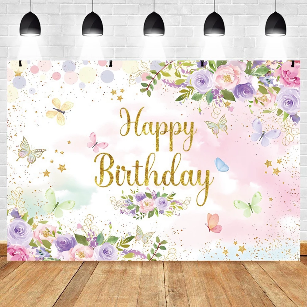 Photo Backdrop Flower Butterfly Backdrop Girls 1st Birthday Party Castle Baby Shower Rainbow Ballet Dancer Photography Background Decor
