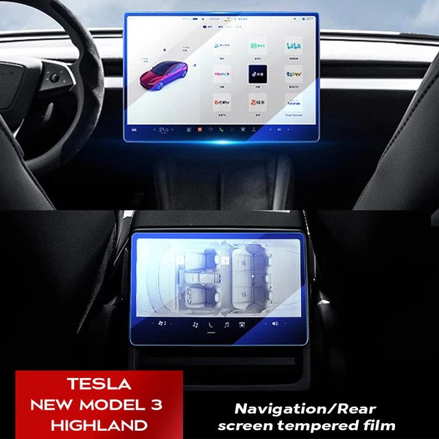 Tempered Glass Film Protector for New Tesla Model 3 Y Highland 2024 Rear  Row Center Control Touch Screen Protective Film - AliExpress