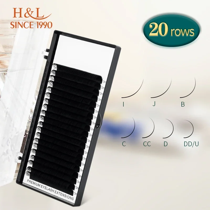 H&L SINCE 1990 20Rows Individual Eyelash Extension Lashes Maquiagem Cilios for  Soft Natural Faux Mink Eyelashes for Extensions