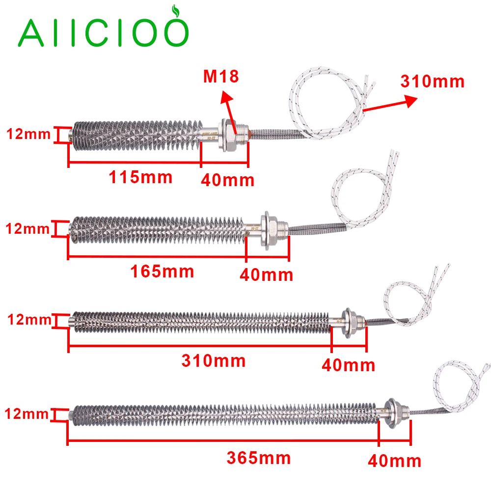 Cartridge Heaters 220V Electric Exchanger Finned Heater Air Heating Element Cartridge Radiator M18 Thread 300W 500W 800W 1KW