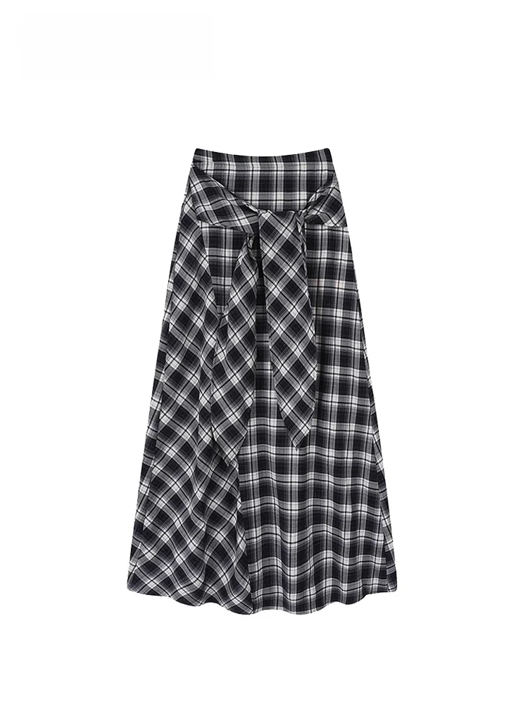864128-072f65.jpg High Waist Plaid A-Line Skirt for plus Size Women Summer Slimming Flattering for Pear aped Body Meat Concealing Skirts - Image 1