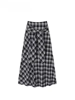 High Waist Plaid A-Line Skirt for plus Size Women Summer Slimming Flattering for Pear aped Body Meat Concealing Skirts