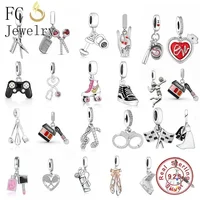 Fit Original Pan Charms Bracelet 925 Silver Profession Hobby Sport Cook Rock Muisc Makeup Game Fitness For Making Berloque 1