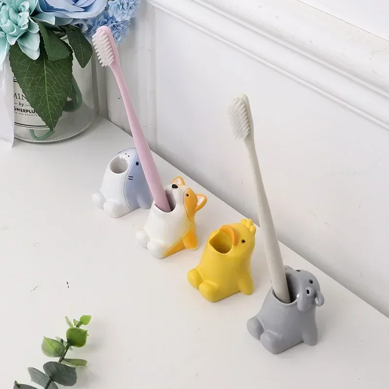 1PC Cute Cartoon Animal Toothbrush Holder Creative Home Decor Bathroom Bathroom Dental Storage Rack Cute Pencil Holder