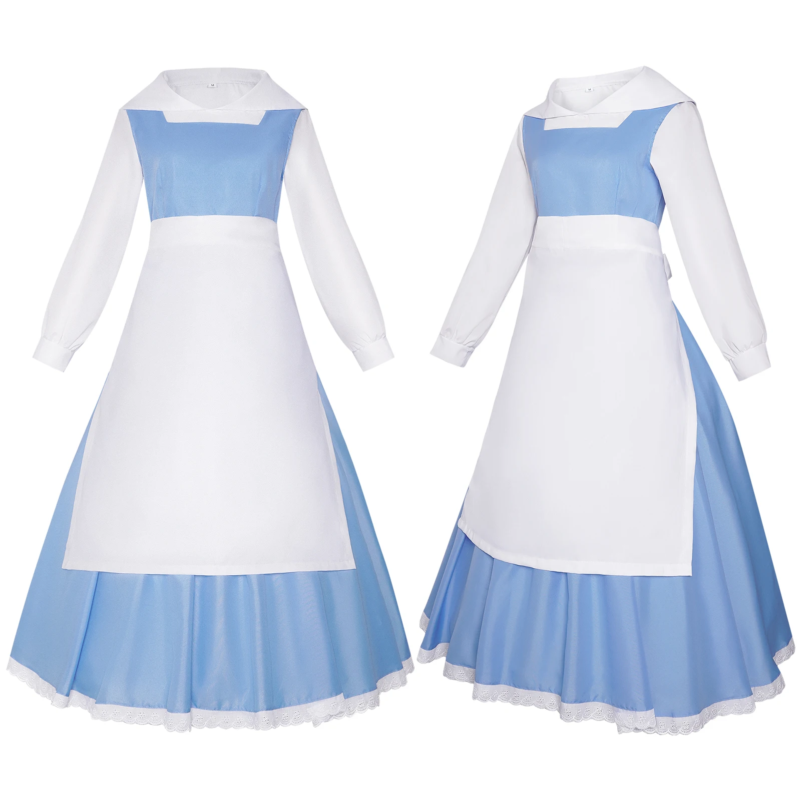 Explosion Princess Belle Maid Costume Blue and White Dress + Apron  Headdress Set Halloween Party Lolita Costume - AliExpress 200000532