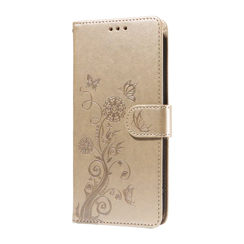 Fringed Iris Leather Flip Cover Wallet Phone Case with Card Slot