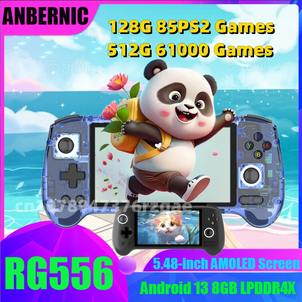 Anbernic Rg556 Console Di Gioco Portatile Android 13 Schermo Amoled Da 5.48 Pollici 5500Mah Wifi Bluetooth Unisoc T820 512G Psp Ps2 Regalo