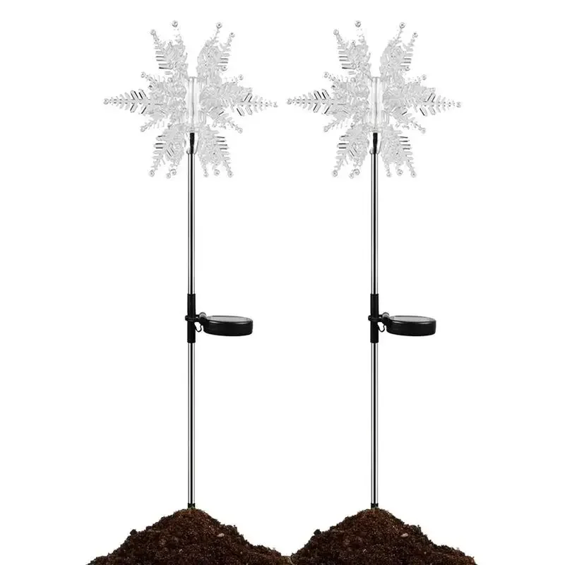 

Solar Outdoor Lights 2pcs Christmas Snowflakes Outdoor Solar Stake LED Lights Christmas Outdoor Decorative Solar