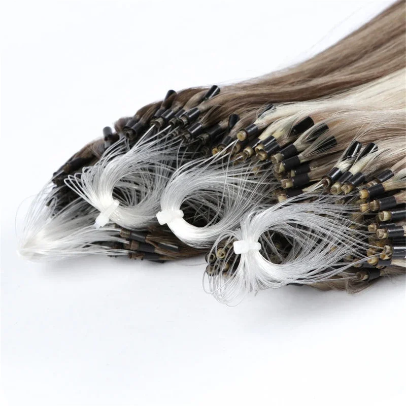 Micro Loop Fusion Human Hair Straight Soft Fishing Line Human Hair Extension Invisible Fishing Line Salon For Women Natural