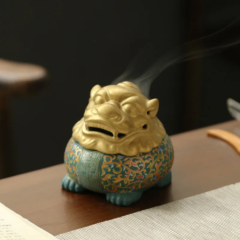 Creative Golden Toad Incense Burner Zen Agarwood Plate Tea Table Ceramic Ornaments |