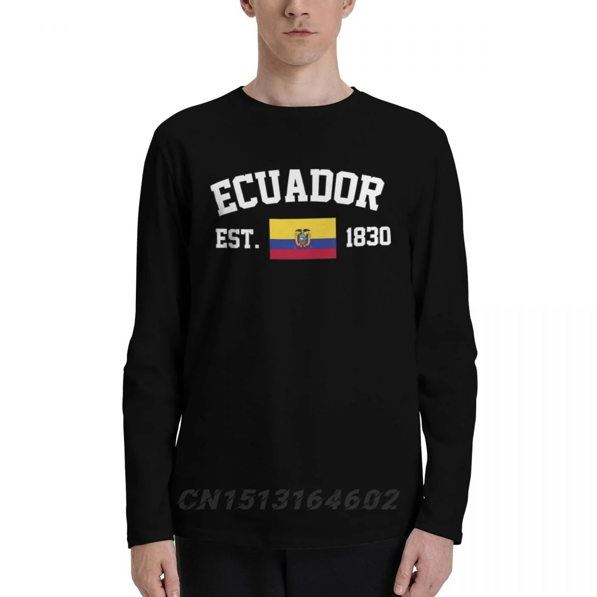 

100% Cotton Ecuador Flag With EST. Year Long Sleeve Autumn T shirts Men Women Unisex Clothing LS T-Shirt Tops Tees