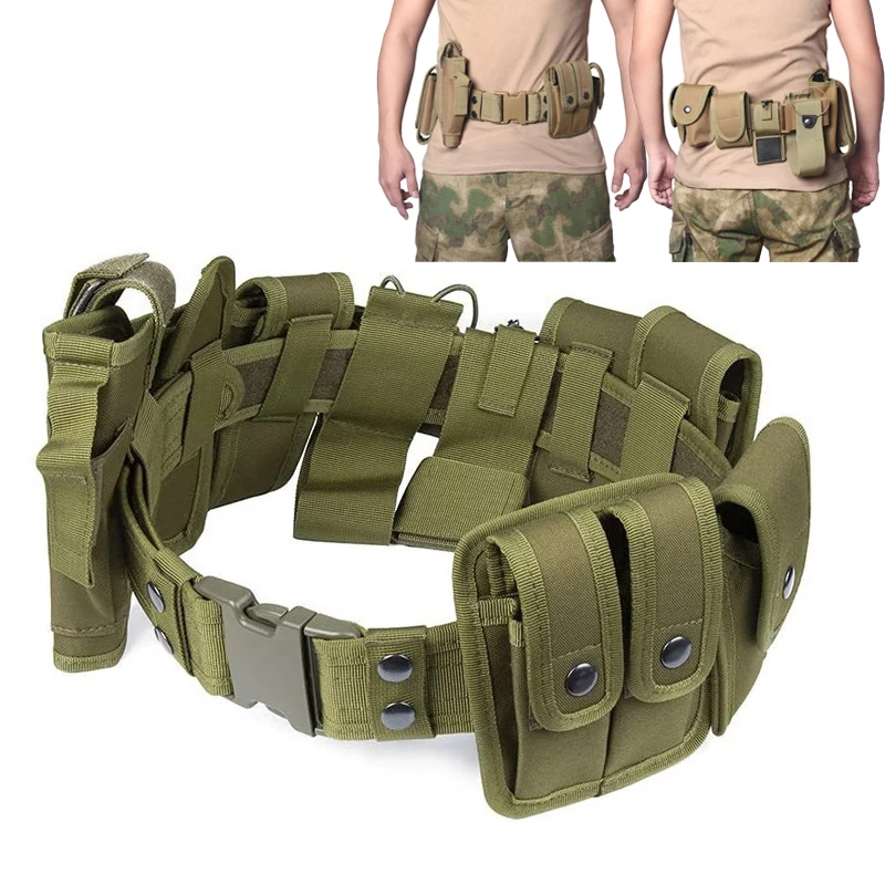 TacticalBattleBeltAirsoftDutyBeltSetAdjustableNylonMilitarySecurityBeltHuntingBelt