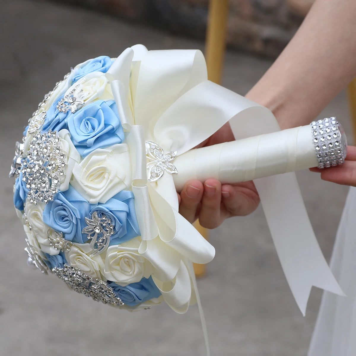 PATIKIL 2.36 Pollici Fiori Di Chiffon Con Perle E Strass, 10 Pezzi