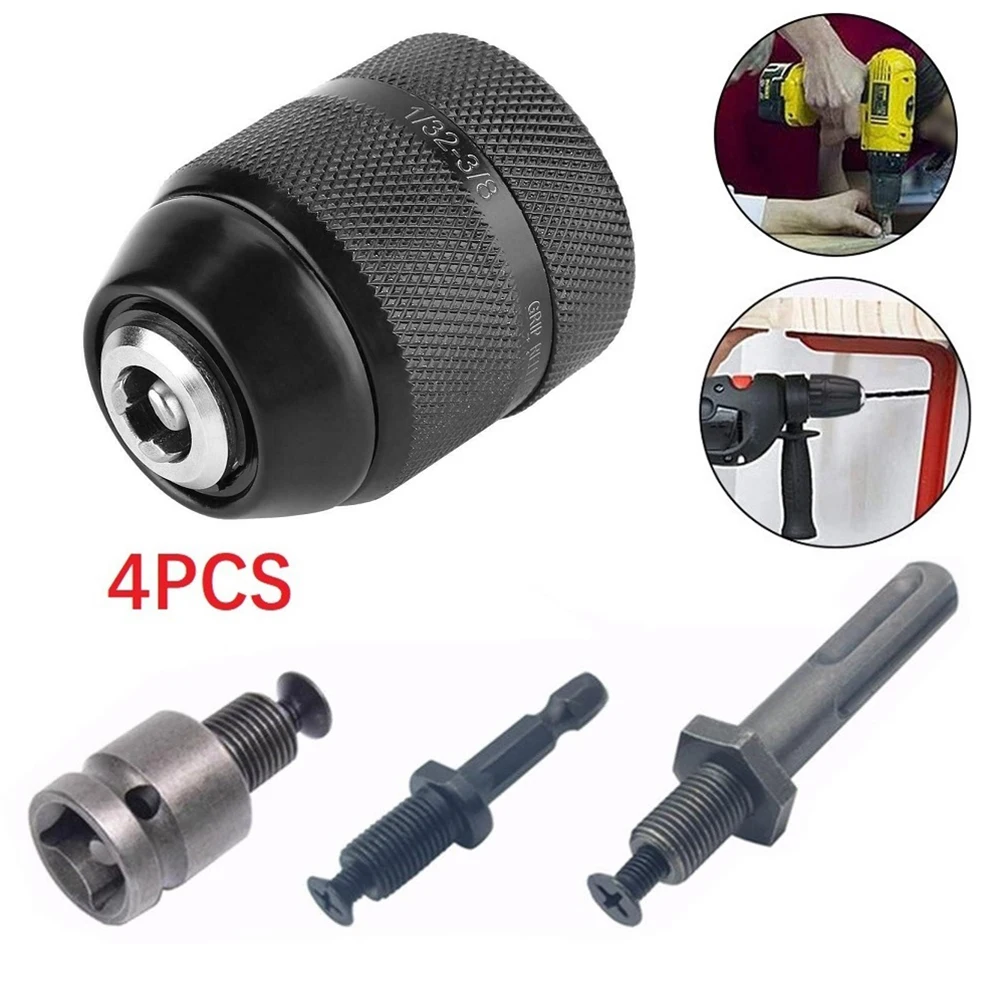 4pcs 3/8 24UNF 0.8mm 10mm Keyless Metal Drill Chuck With Quick Change