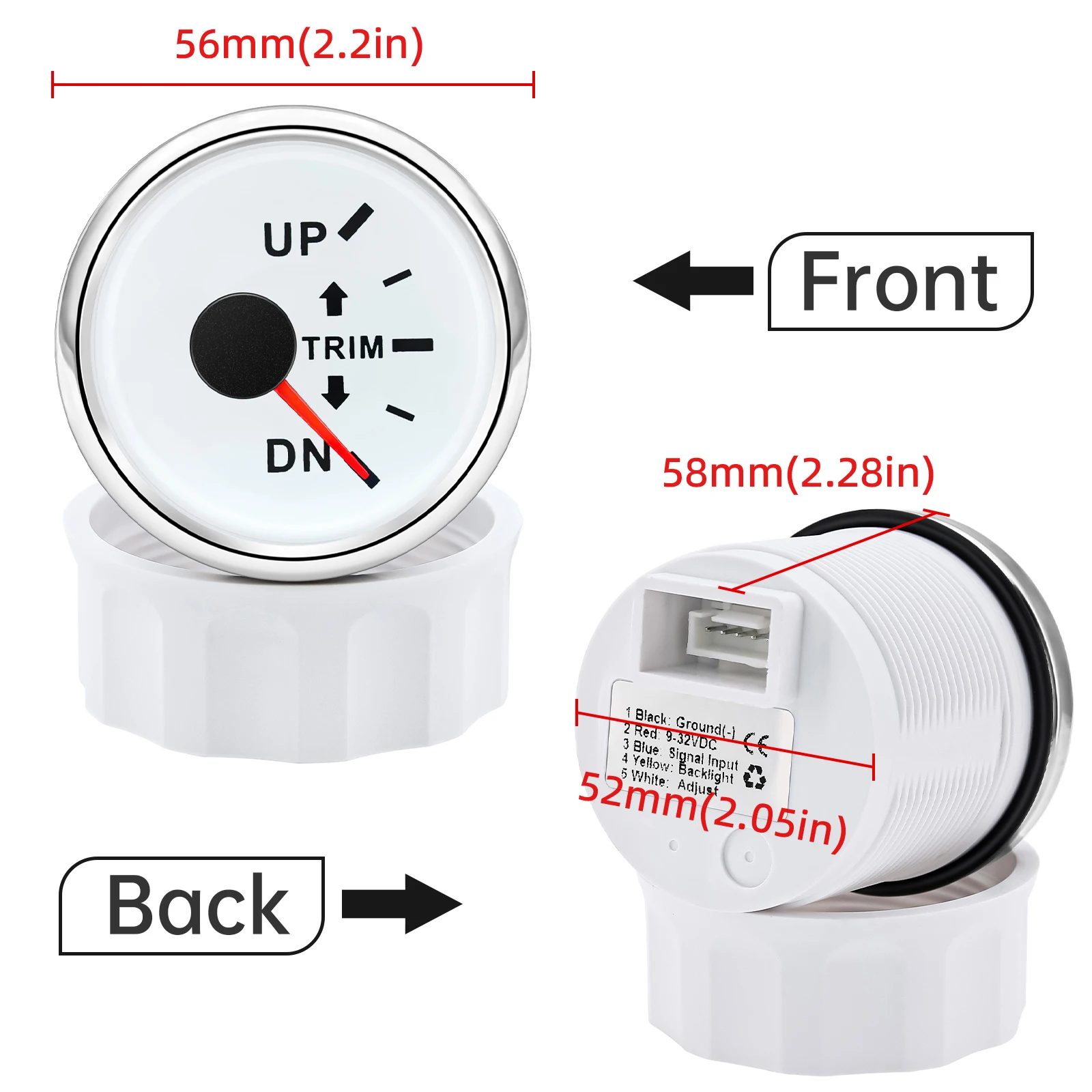 LED 백라이트 트림 게이지 센서, 자동차 보트 해양 보트 차량용, 7 색, 52mm 트림 계량기, 0-190ohm, 12V, 24V