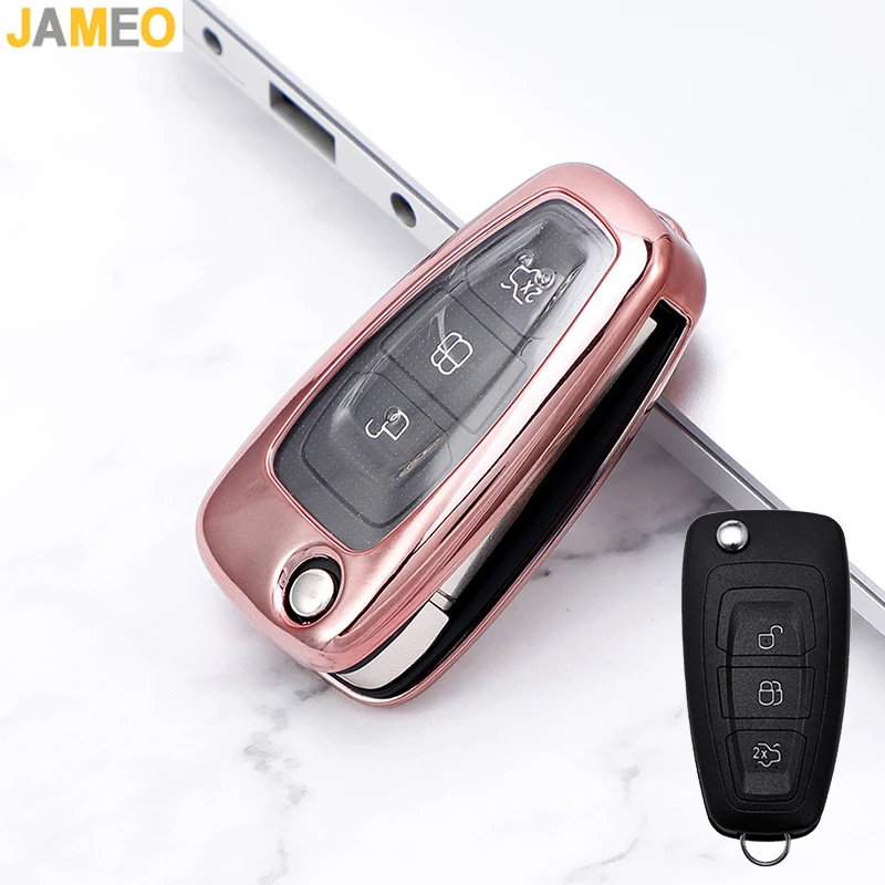 Per Ford Focus C-Max S-Max Galaxy Mondeo Ranger Transit Tourneo Custom Tpu Car Folding Key Case Cover Bag Protector