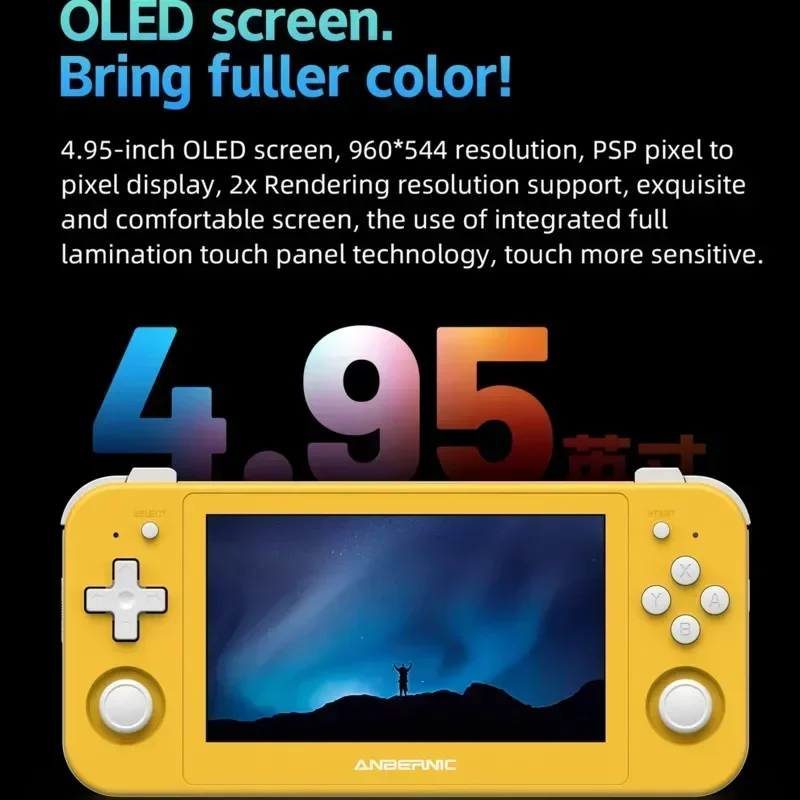 ANBERNIC RG505 Retro Handheld Game Console 4.95 Inch OLED Screen Support Bluetooth 5G Wifi 512G 70000Games 450PSP Kid\'s Gift