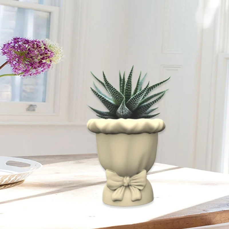 Unique Bowknot Designed Silicone Planter Mold for Gypsum and Concrete Crafts