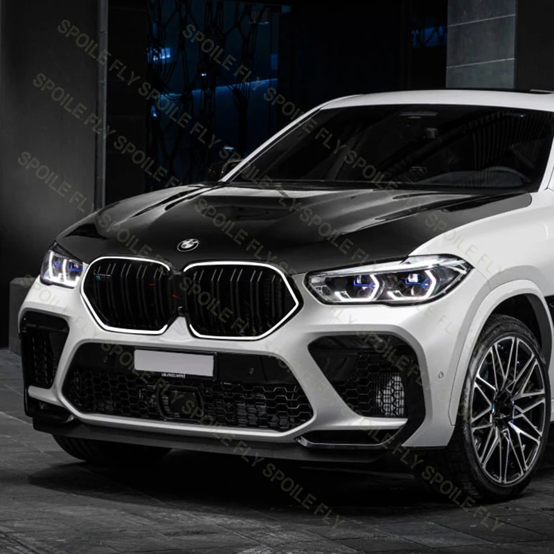 BMW X6 G06 2020-2023 듀얼 라인 스타일 라이트 레이싱 그릴 램프 그릴 LED 그릴 고품질 ABS 글로스 블랙 바디 키트