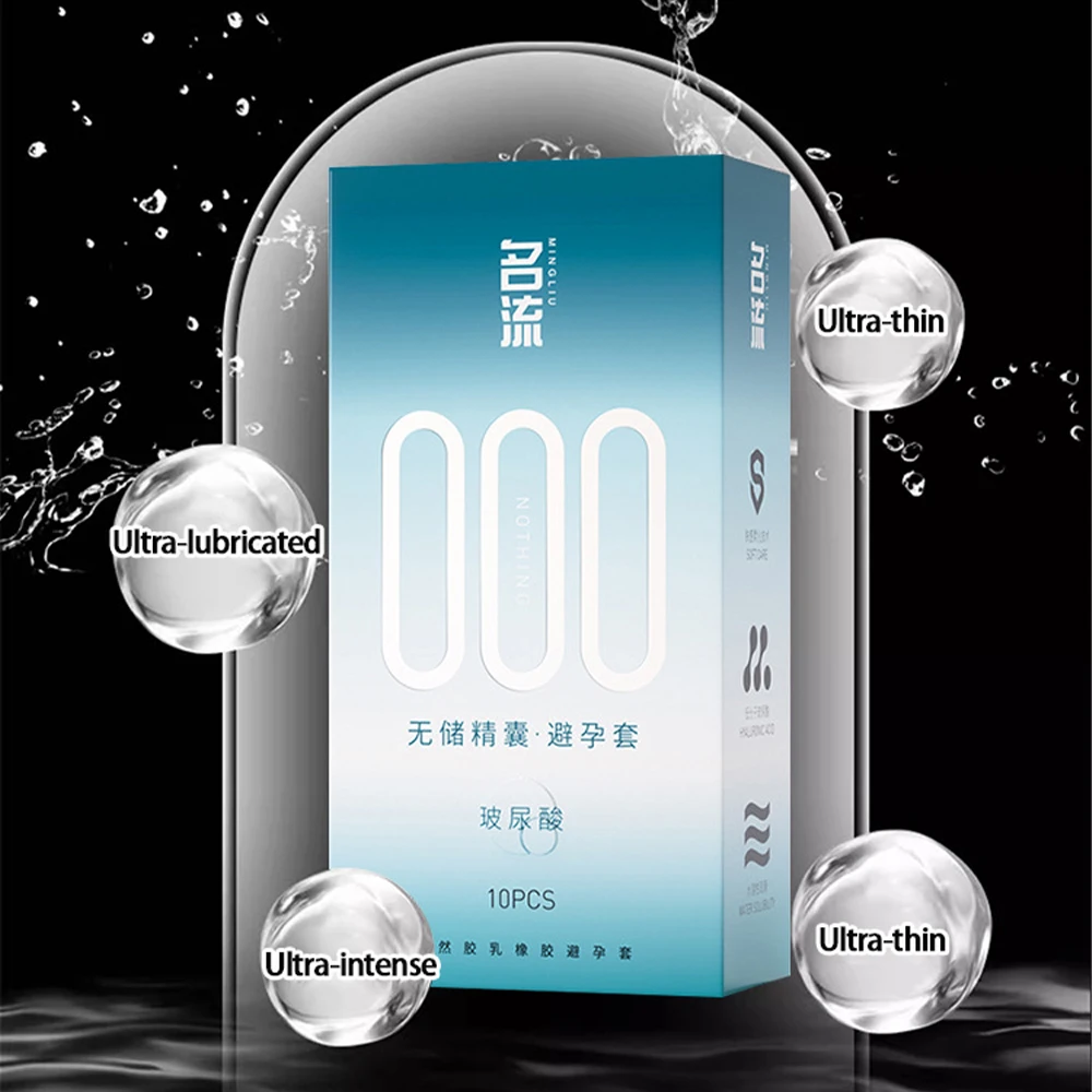 Ultra-thin 000 Condoms Hyaluronic Acid Natural Latex Non-reservoir Condom Male Adult Sex Toys Penis Sleeves Для Мужчин 18+ 3