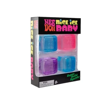 Nuovo Set di 4 Cubi Antistress Needoh Nice Ice Baby, Giocattoli Sensoriali Super Solidi Non Tossici per ADHD e Autismo