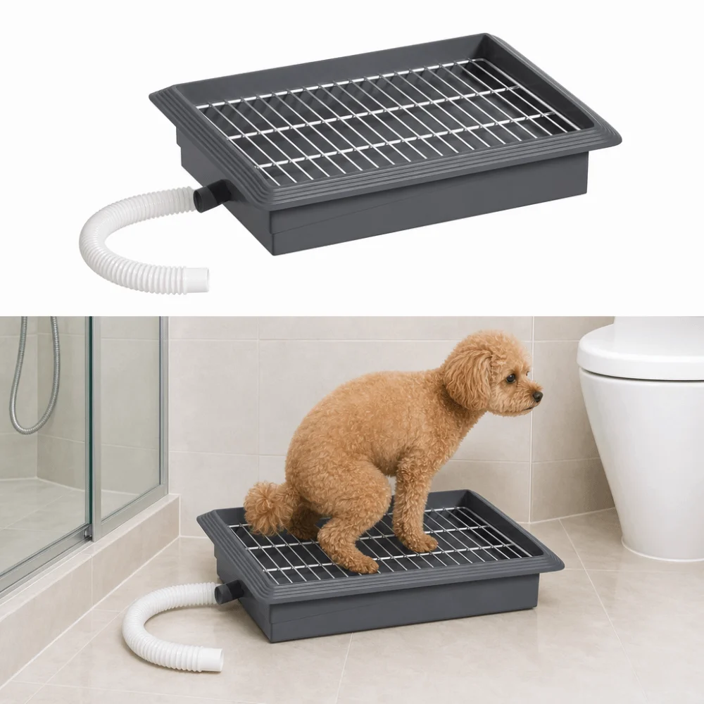 Toilette per Cani Impermeabile e Lavabile, Staccabile, Antiscivolo, con Tubo di Scarico, Lettiera per Cani - immagine 2