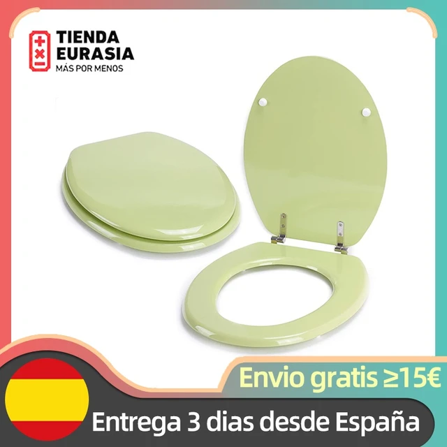 Tapa Wc Universal Con Bisagras De Acero Inox De Madera 43,5x37,5