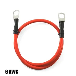 Premium Silicone Battery Cables with Lug Rings - 100cm - 3.28ft (Red 6 AWG)