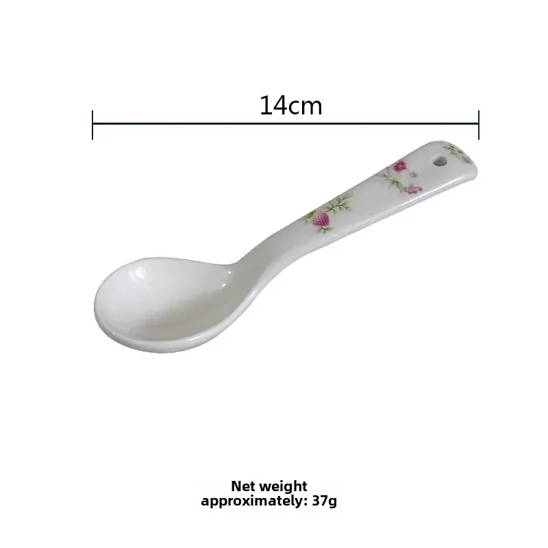 Description Picture 2 of itemNew Retro Floral Ceramic Plate Home Flower Dessert  Porcelain Fruit Salad Bowl Tableware Dinner Set with Spoon Dinnerware