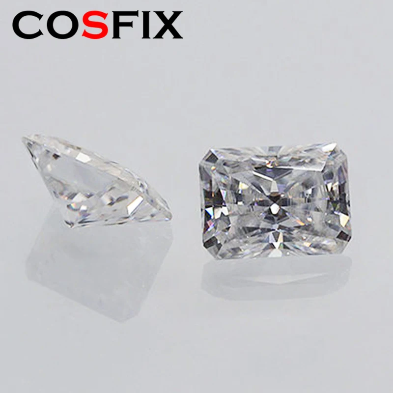 COSFIX 0.5-6ct Rare Radiant Cut Moissanite Loose Stone Real D Color Lab Grown Super White Certified Radiant Moissanite Diamonds 6