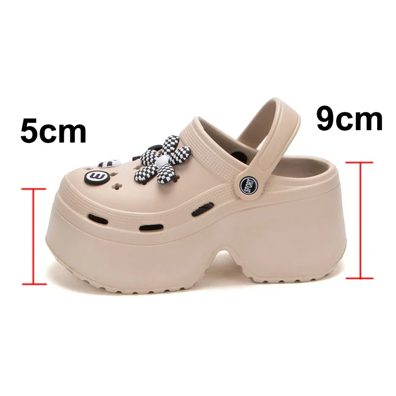 Women sandals Fashion Diy Platform Clogs Sandals Women Summer Thick Sole Wedge Slippers Woman Closed Toe Non Slip Outdoor Sandalias Mujer