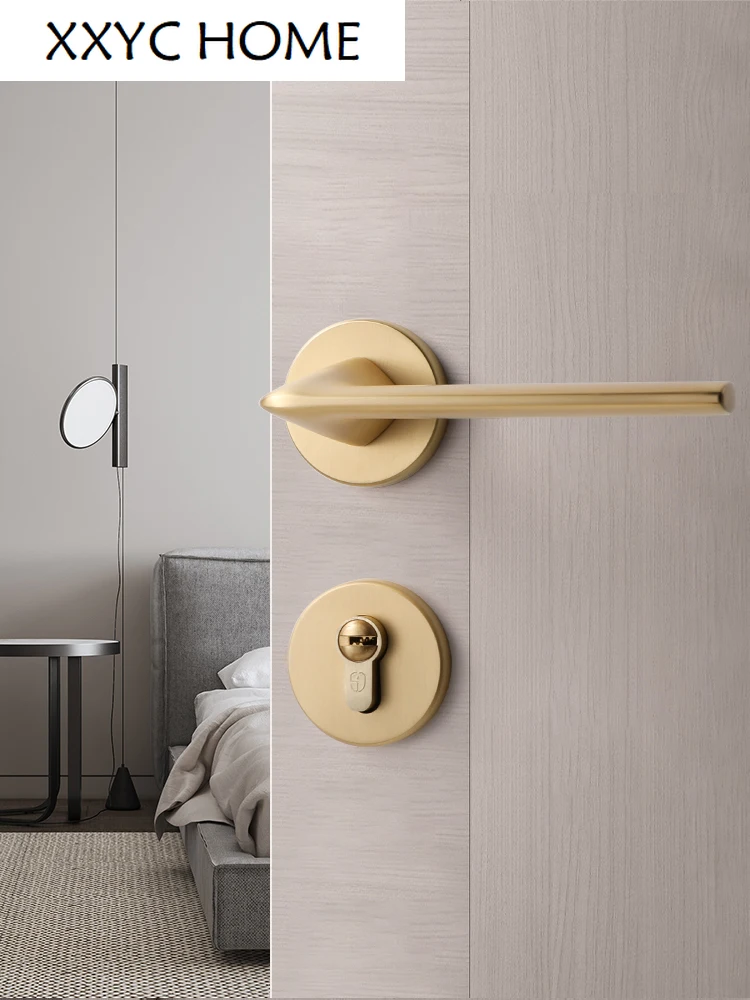 ~Modern Light Luxury Door Locks Indoor Bedroom Silent Magnetic Wood Door Locks Split Household