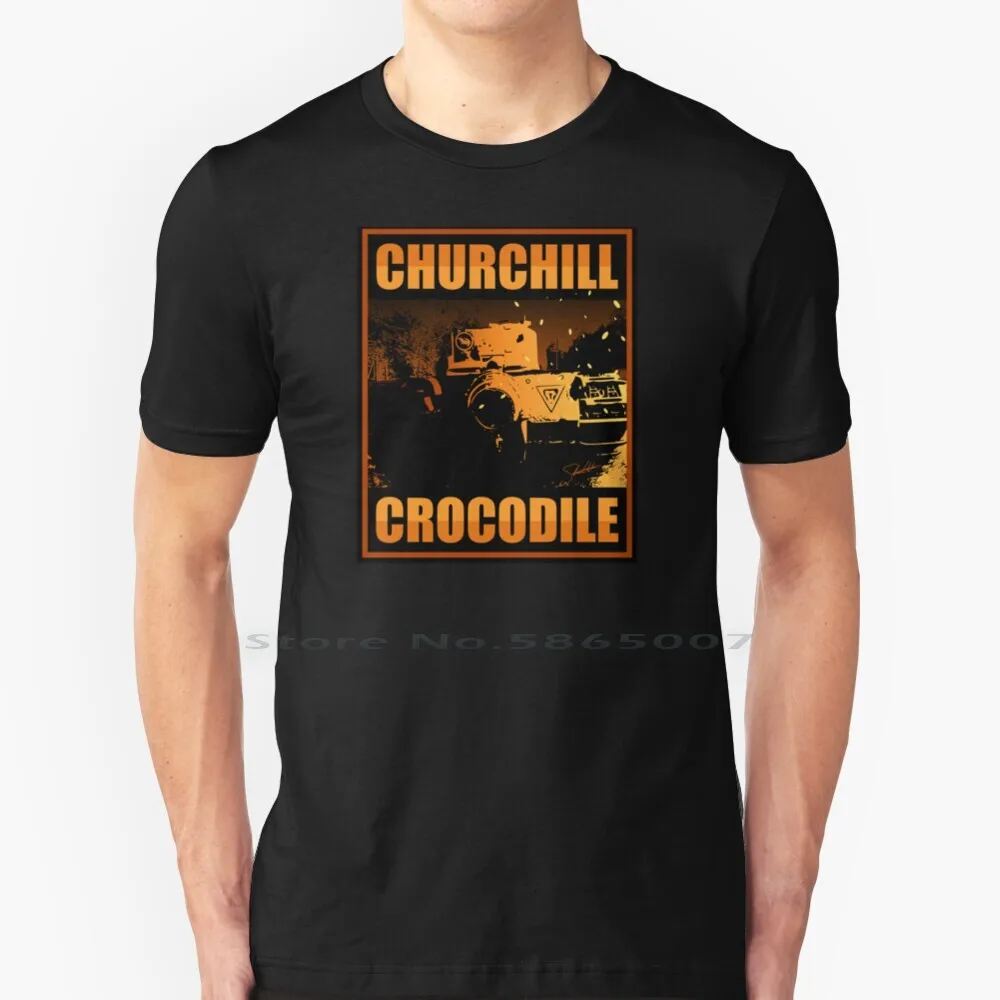 Maglietta In Coccodrillo Churcold 100% Cotone British Of World War Two British Army Famoso Carro Armato Per Lanciafiamme Ww2 A D Day Landings