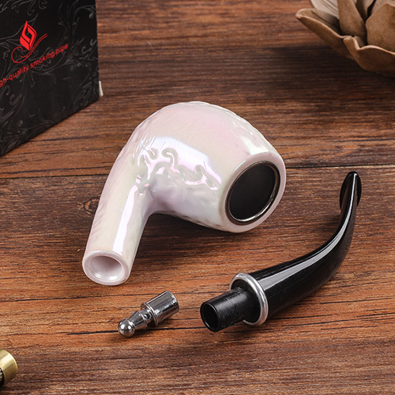 Resin Wooden Tobacco Pipe Curved Filter Tobacco Pipe Smoking Accessories 1pc