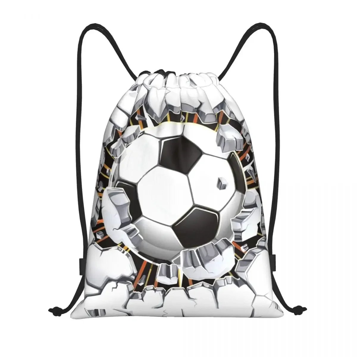 

Cartoon Football Pattern Drawstring Backpack Sports Gym Bag for Men Women Soccer Ball Training Sackpack