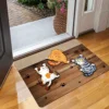 Cat: I won't fall! Durable and non slip entrance carpet for cat door mats, adding a playful charm to pet lovers' home decor 2