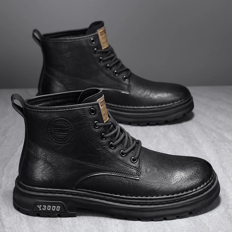 

Men's Chukka Boots Waterproof Leather Casual Lace Up Ankle Oxford Boots Daily Dress Shoes for Men